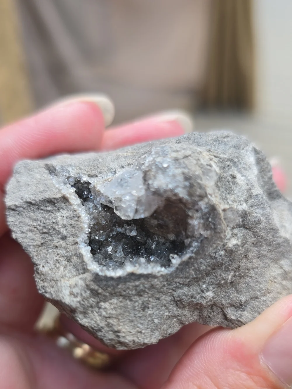 #36. Small But Mighty. Geode Rock with Inner Crystals & Herkimer Diamonds